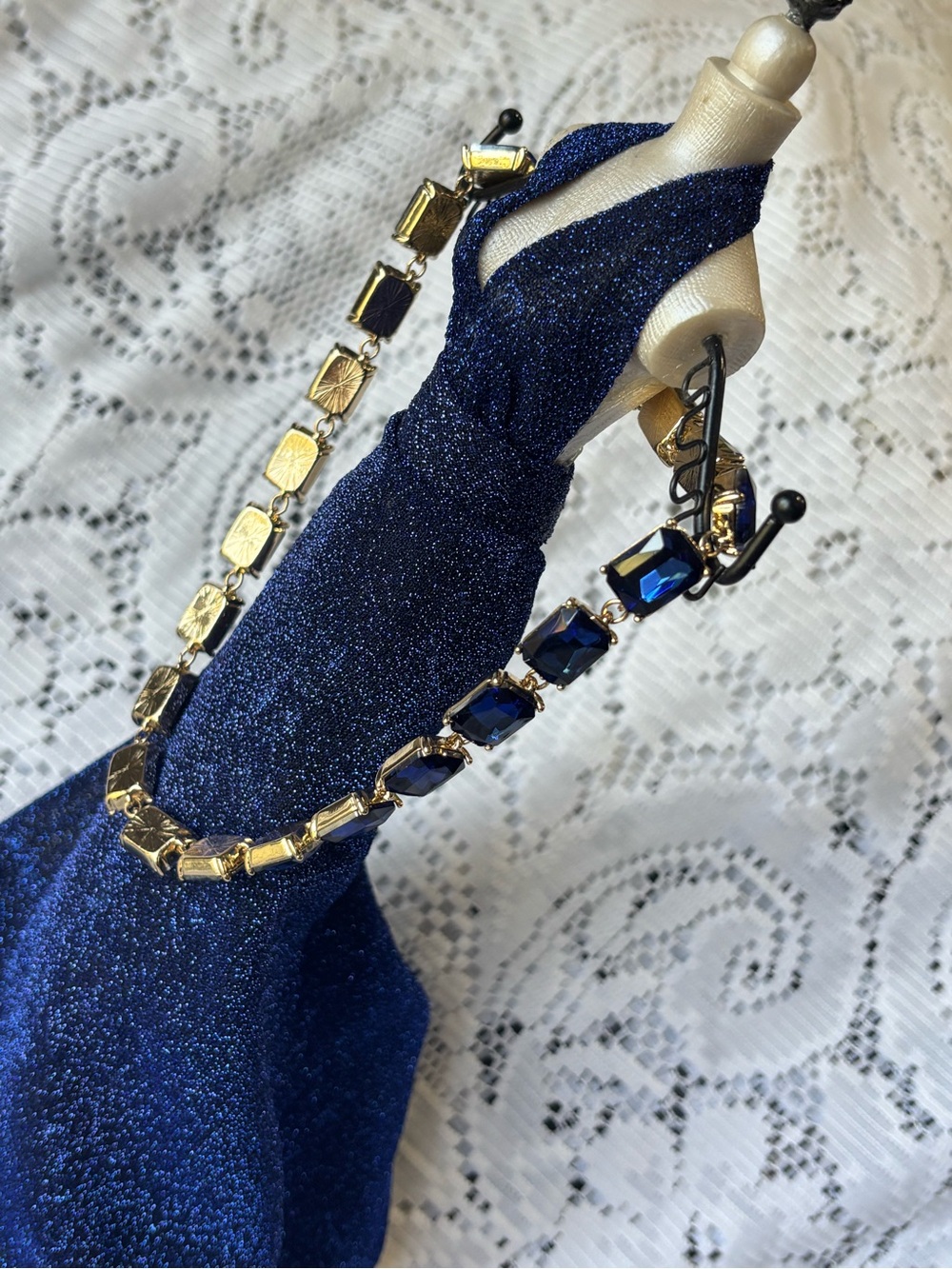 Park Lane Noble Retired Royal Blue Crystal Link Necklace Statement - Picture 5 of 11